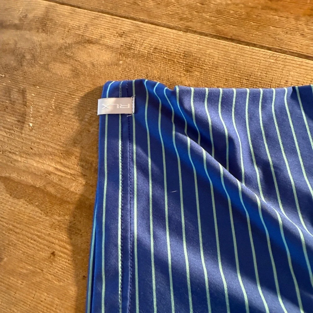 RLX Ralph Lauren Men's XL Blue Striped Golf Polo Shirt Moisture Wicking